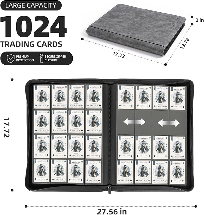 Card Binder 16 Pocket, Premium 1024 Double Sided Pocket Collection Binder - Image 3