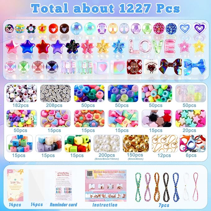 TOHONGADON 1227 PCS Beaded Keychain Making Kit - Image 2