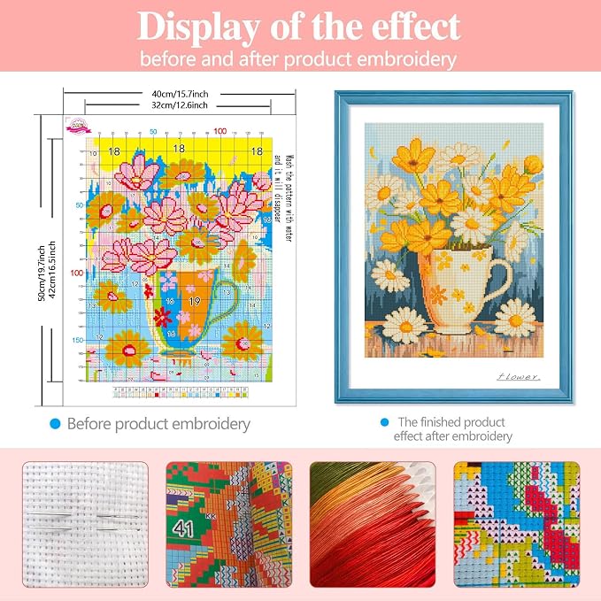 Zhenqing Floral Cross Stitch Kit - Image 2