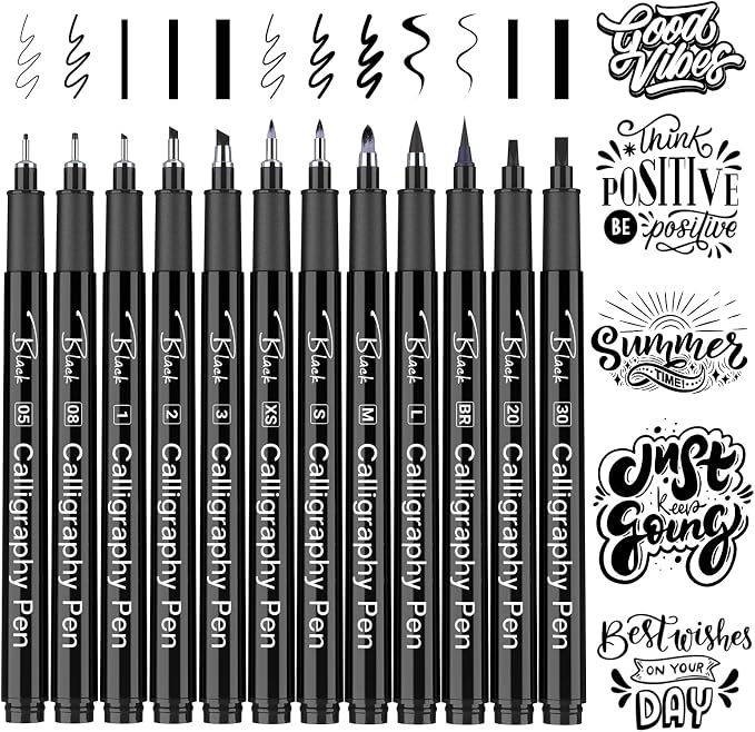 APOGO Calligraphy Pen Set for Beginners, 12 Size Calligraphys Pens for Writing by APOGO