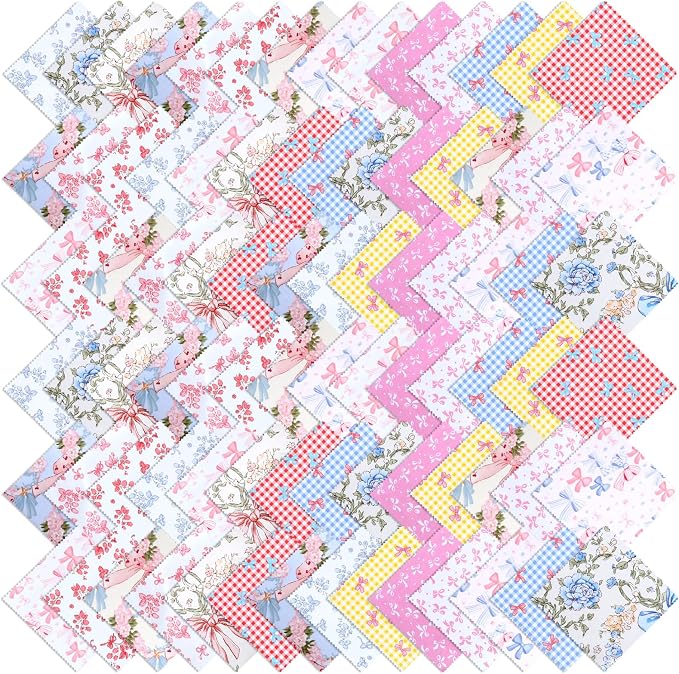 168 Pcs Multicolor Charm Packs for Quiltings, Beautiful Colorful Bow and Flower - Image 2