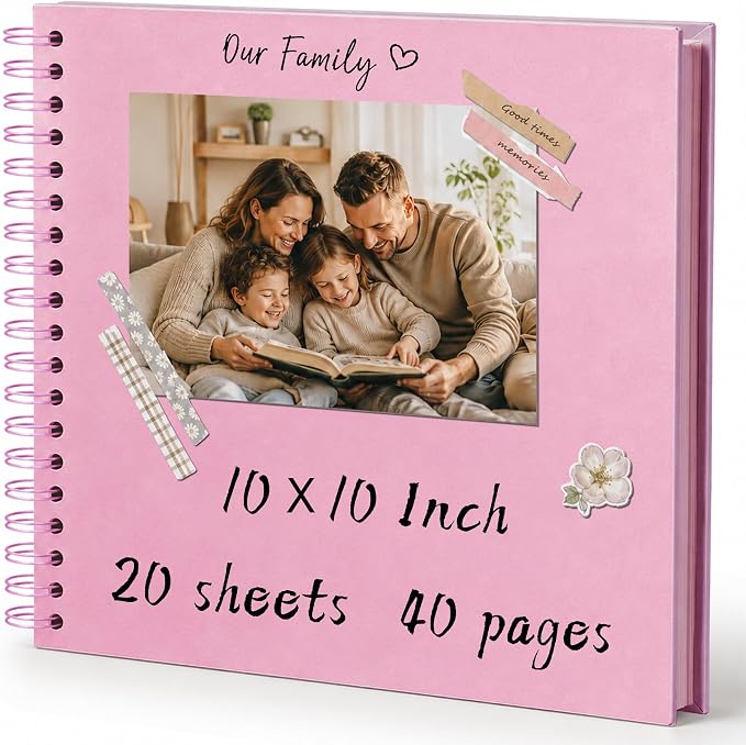 DIY Scrapbook Album 10x10 Inch 40 Pages, Hardcover Kraft Paper | Photo Book by QIQUWU