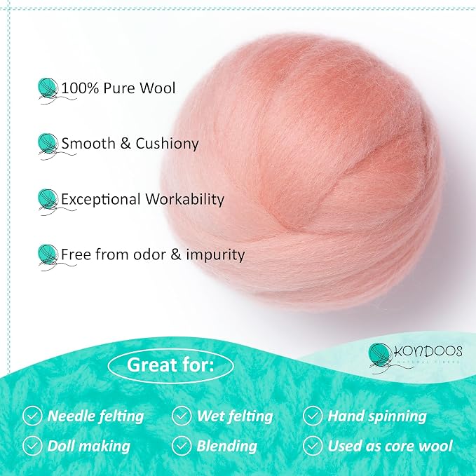 Kondoos Natural Wool roving, 2 OZ. Best Wool - Image 5