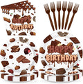 96 Pcs Chocolate Birthday Party Decoration Sweet Chocolate Plates and Napkins by Greencian