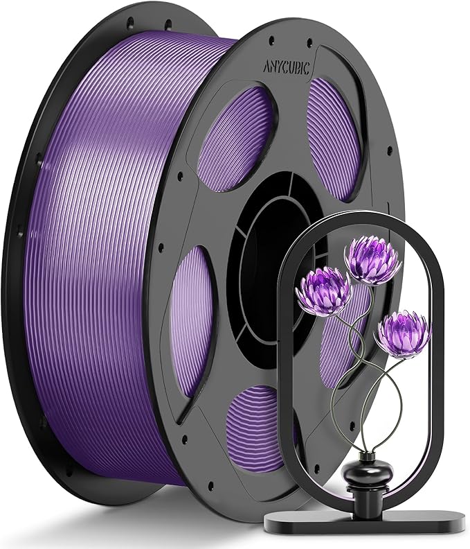 ANYCUBIC PETG Filament 1.75mm, 3D Printer Filament, Translucent and Vibrant, Dimensional Accuracy +/- 0.02mm, Print with Most FDM 3D Printers, 1KG Reusable Spool, Clear Purple