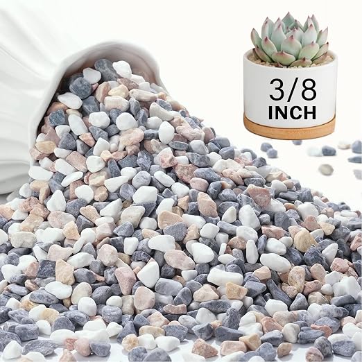 NUPICK 6 lbs Pebbles for Indoor Plants, 3/8 Inch Pea Gravel for Fish Tank by CreateAmazingChoice