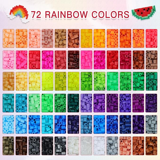 QUEFE Fuse Beads Kit 15000 Pcs 72 Colors 5mm Beads Craft Kit Including Pegboard - Image 3