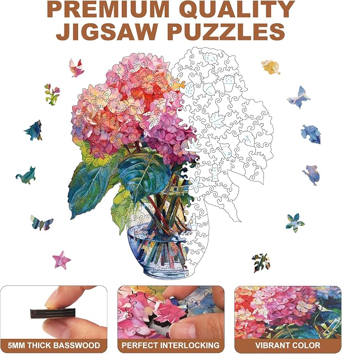 200 Pieces Flowers Wooden Puzzles - Image 3