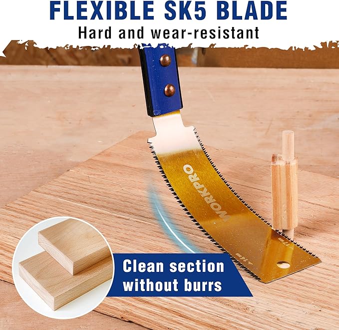 WORKPRO 6 Inch Japanese Pull Saw, Double-Edged Hand Saw for Wood Cutting with 14&17 TPI, SK5 Flexible Blade, Non-Slip Beech Handle for Woodworking
