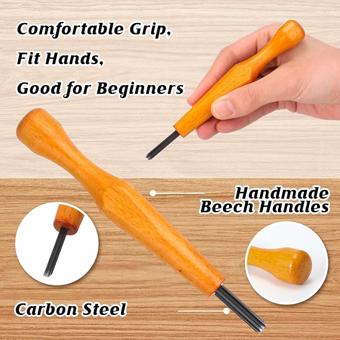 WILLBOND 5 Pcs Linocut Carving Tools Set Triangular Linoleum Various Sizes Wood - Image 3