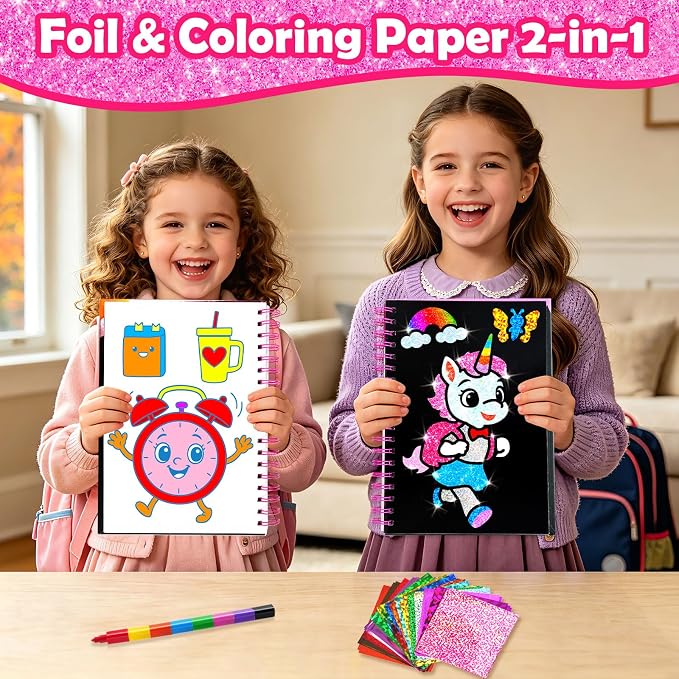 FUNNYB&G Foil Art Craft Kit for Girls 4-10 Years Old: Mess-Free & No-Glue - Image 2