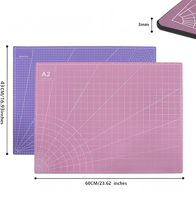 23" x 17" Self Healing PVC Cutting Mat, A2-Pink or Purple | Large, Double Sided - Image 3