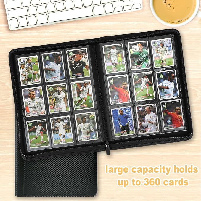 360 Cards Ringless 9-Pocket Side Loading Trading Card Binder, PU Zipper Fixed - Image 7