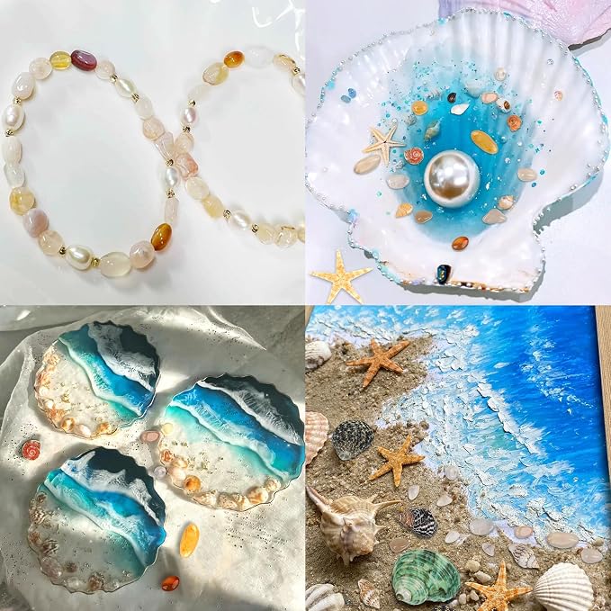 Fangoo 1500 Pieces Small Sea Shells Conch Natural Starfish Mixed Agate Pebble - Image 5