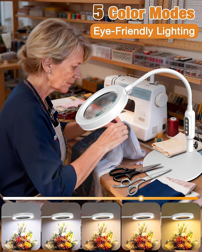 30X 10X Magnifying Glass with Light and Stand, 5 Color Modes Stepless Dimmable - Image 3