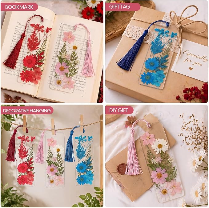 Fuyoooo 61 Pcs Pressed Flowers Bookmark Making Kit, DIY Bookmark Laminating - Image 5