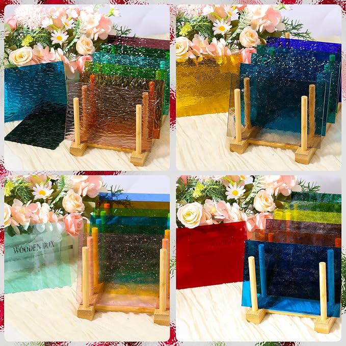 36 Sheets Transparent Stained Glass Sheets, 4 x 6 Inch Mosaic Glass Tiles Bulk - Image 3