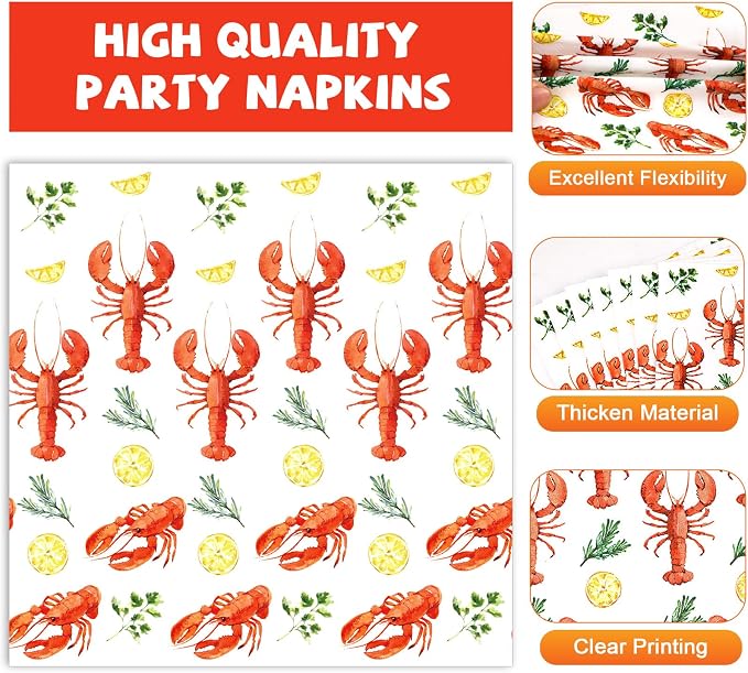 Qyeahkj 100 Pcs Crawfish Boil Party Plates and Napkins Set Crawfish Party - Image 3