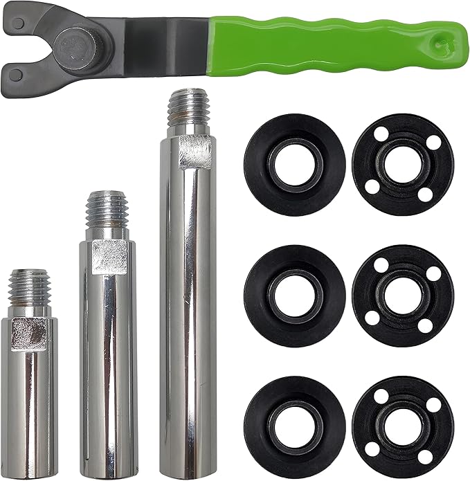 5/8"-11 Angle Grinder Extension Shaft Connecting Rod with Grinder Adjustable Spanner Wrench Flange Nut kit Car Polisher Airway Buff Extender Rotary Extension Kit (3" & 4" & 5.5")