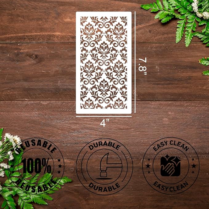 Damask Stencils for Crafts Reusable Texture Stencils Mixed Media Stencil - Image 2