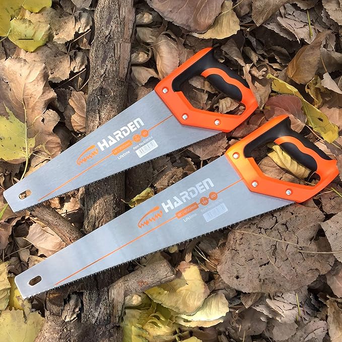 18" Hand Saw – Heavy-Duty High-Carbon Steel Blade, Ultra-Sharp Hardened Teeth, Double-Sided Ground for Faster Cutting, Soft TPR Handle – Ideal for Woodworking & Carpentry