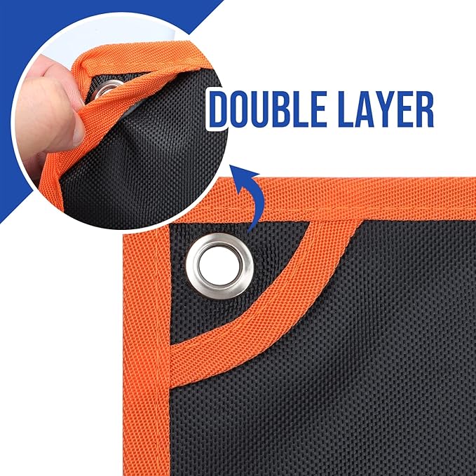 YOOFAN Wrench Roll Up Pouch – Wrench Organizer with 13+1 Pockets, Wrench Bag with handle, Wrench Holder for Hanging, Orange - SAE