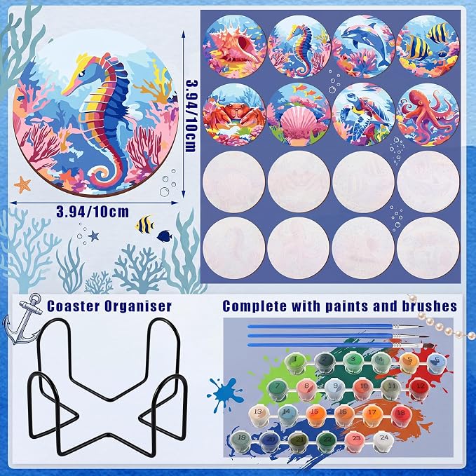 Reallnaive 8 Pcs Ocean Paint by Numbers Kit - Image 3