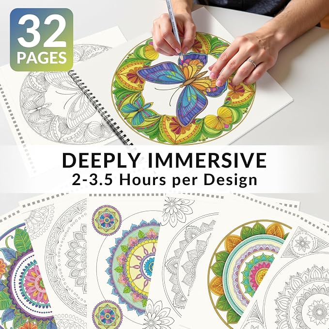 FUNLAVIE Mandala Coloring Book for Adults Relaxation and Teens Stress Relief - Image 3