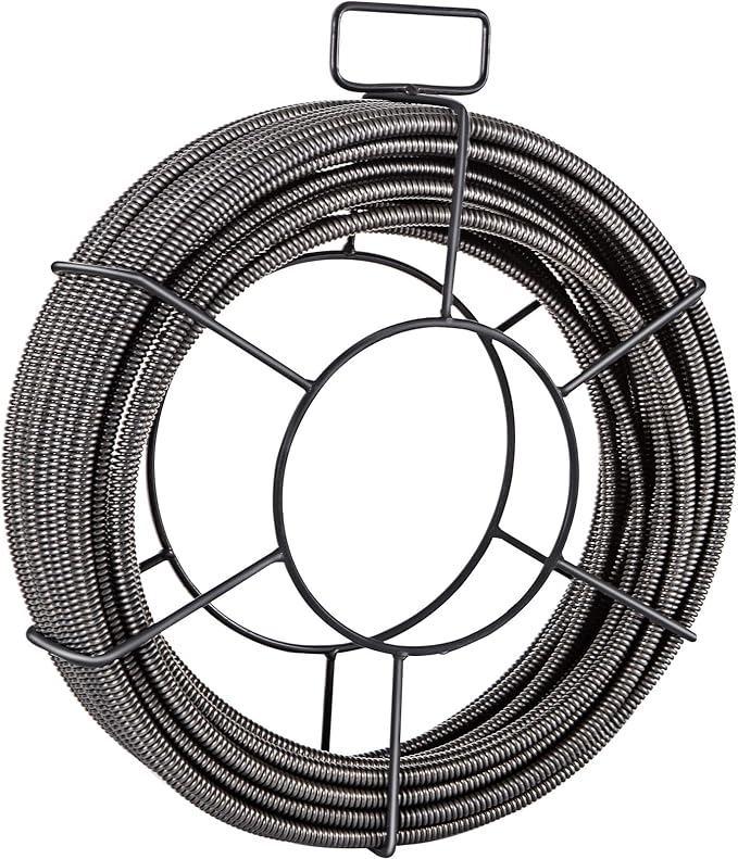 VEVOR Drain Cleaning Cable 75ft x 3/8 inch Solid Core Cable Sewer Cable, Drain Auger Cable Cleaner, Snake Clog Pipe Drain Cleaning Cable W/Four Shapes of Cutters