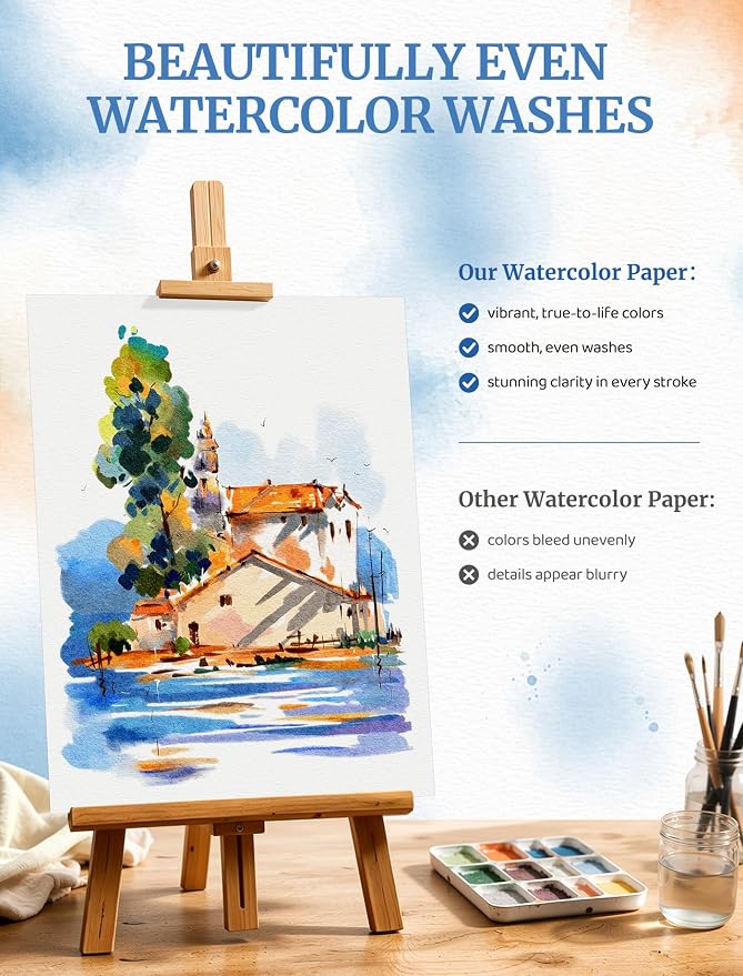 90 Sheets Watercolor Paper 8.5 x 11, 110 LB/230 GSM Water Color Paper 8.5x11 - Image 4