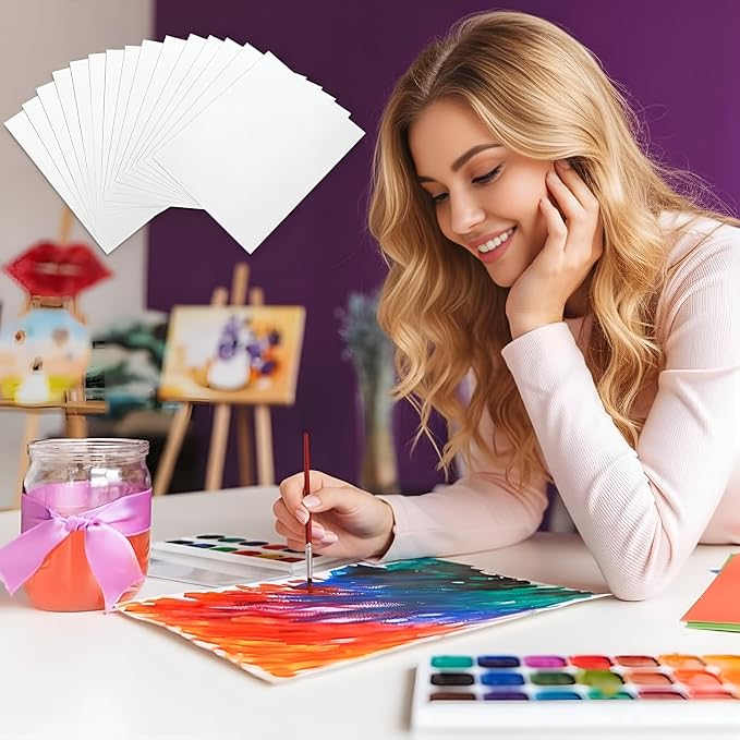 TecUnite 60 Sheets Watercolor Paper Pad Bulk Art White Cold Press Painting Paper - Image 4