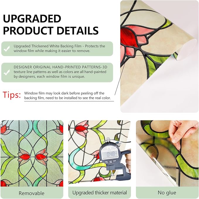 Decorative Window Privacy Film for Bathroom, Front Door - Image 4