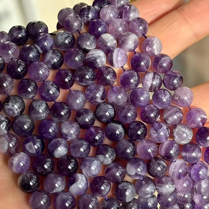MJDCB Natural Dreamy Amethyst Beads Round Stone Beads DIY Loose Beads - Image 9