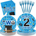 96Pcs Boss 2nd Birthday Party Decoration Baby Boy Second Birthday Plates and by Greencian