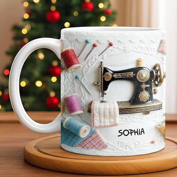 Personalized Vintage Sewing Machine Coffee Mug - Image 8