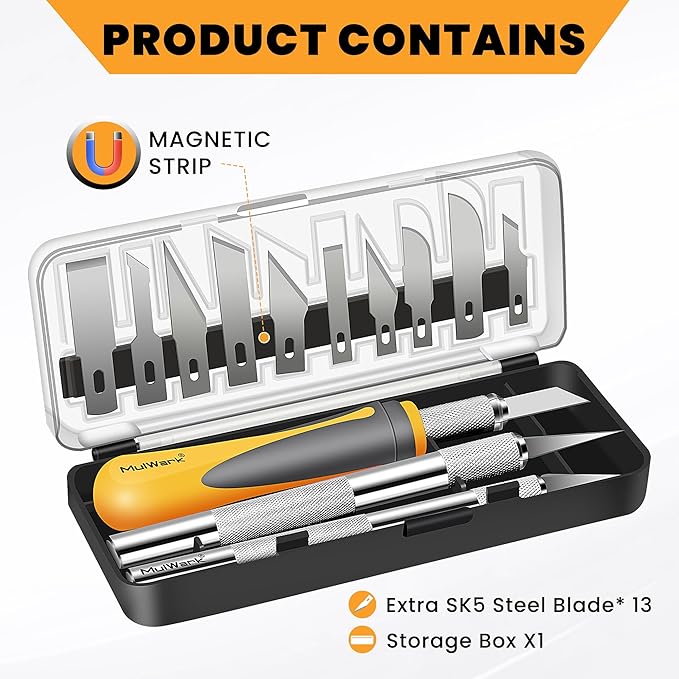 MulWark Exacto Knife Set | Craft Knife Kit | 16pc Precision Craft Hobby Kit - Image 4