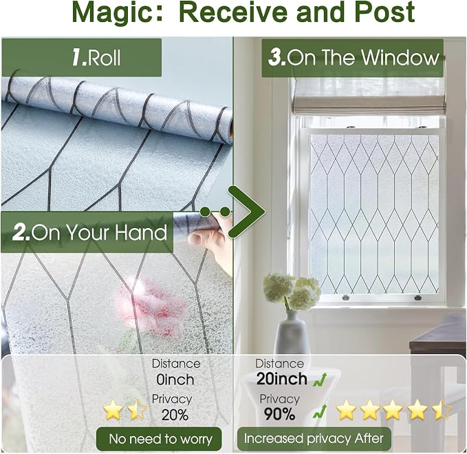 Windimiley Window Privacy Film Stained Glass Static Clings, Bathroom Frosted - Image 7