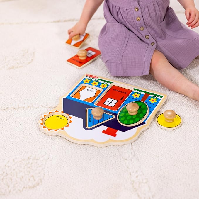 Melissa & Doug First Shapes Jumbo Knob Puzzle, Wooden Peg Puzzle - Image 7
