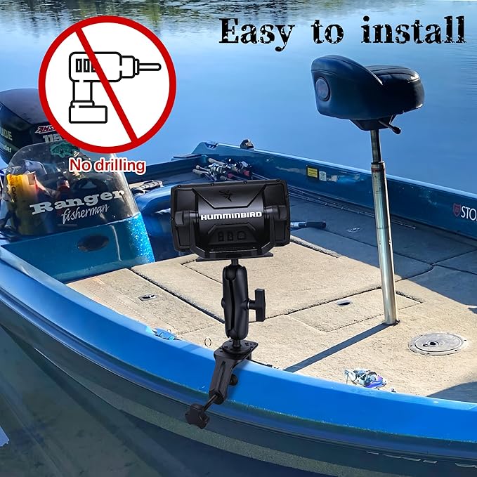Heavy Duty C-Clamp Mount Compatible with RAM Systems 1" and 1.5" Size Round Ball Bases,Aluminum C Clamp Kayak Mount,3.27-Inch Jaw Opening