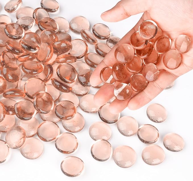 Glass Marbles, 0.97 LB Transparent and Smooth Flat Glass Beads by MESCHETT