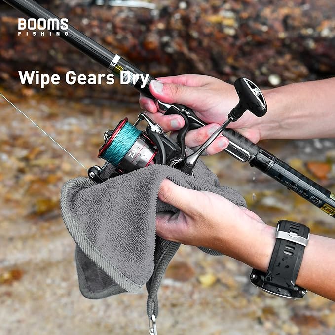 Booms Fishing B0T Microfiber Fishing Towel with Clip, 3 Pack Gray