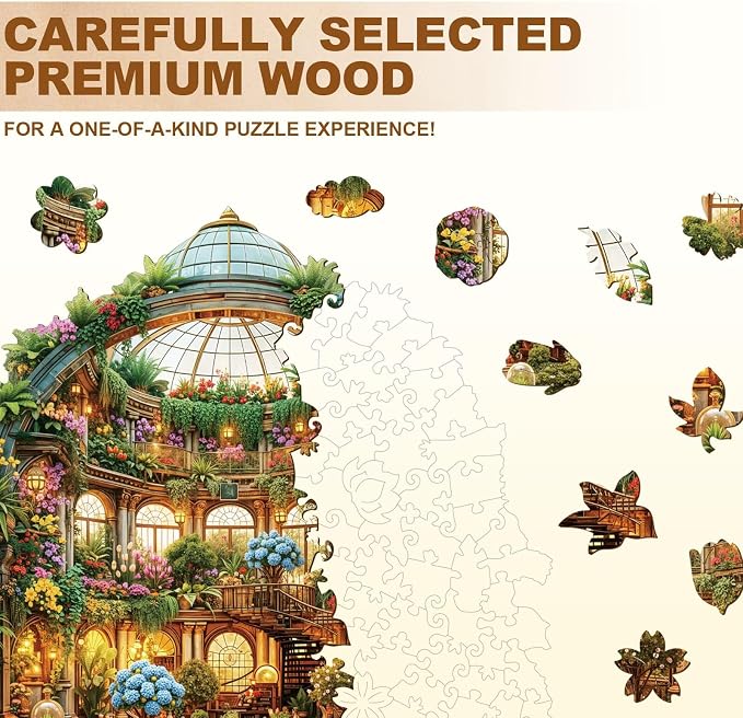 Mystic Garden Hall Puzzles Adults Gifts Wooden 100 Pieces 8.5 * 8.5in - Image 3