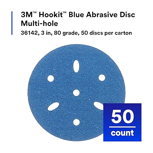 3m 3M-36142 Hookit Blue Abrasive Disc Multi-hole, 3 80 Grade