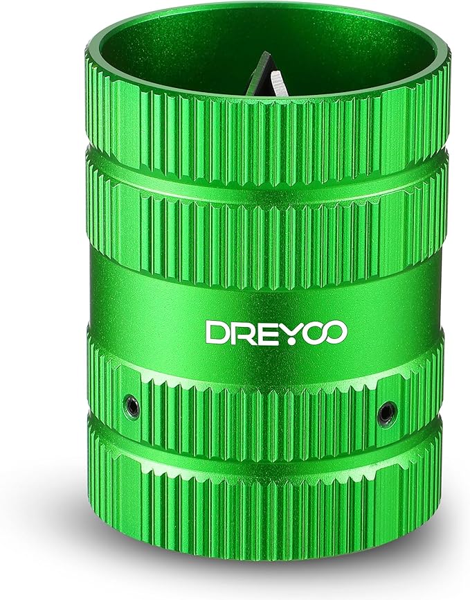 Dreyoo Pipe Reamer, Copper PVC Tube Deburring Tool Plumbing Tools 1/4'' to 1-5/8'' Inner Outer Reamer Pipe Tubing Chamfer for Metal PVC PPR Copper Brass Aluminum(Green)