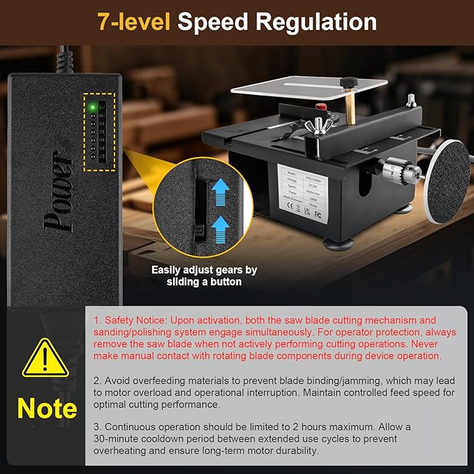 Mini Table Saw for Crafts, Portable Small Hobby Table Saw with 196 Accessories, Adjustable Speed & Angle, All-in-One Cutting, Sanding, Engraving for Wood, Plastic, PCB, Acrylic (Liftable)