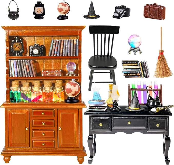 Rileryan 54 Pcs 1:12 Scale Magic Witchy House Kit Halloween Miniatures by Rileryan