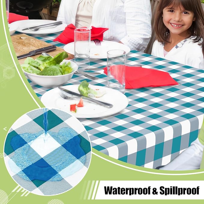 Smiry Rectangle Table Cloth, Waterproof Vinyl Tablecloth - Image 2