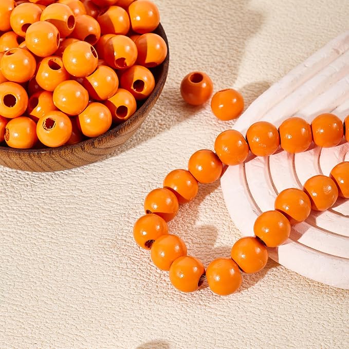 240pcs 16mm Wood Beads for Craft Orange Color DIY - Image 5
