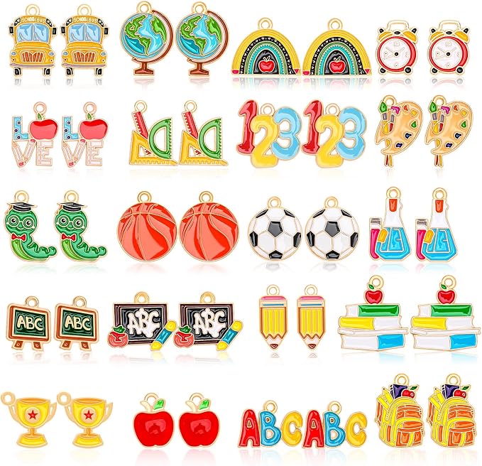 MARFOREVER Back to School Charms, First Day of School Enamel Pencil Book by MARFOREVER