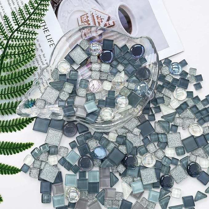 LITMIND 1.1 LB Gray Irregular Glass Mosaic Tiles - Image 5